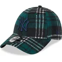 new-era-curved-brim-blue-logo-9forty-check-new-york-yankees-mlb-green-adjustable-cap