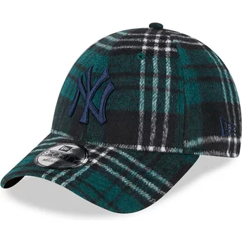 Gorra curva verde ajustable con logo azul 9FORTY Check de New York Yankees MLB de New Era