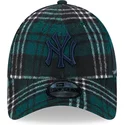 new-era-curved-brim-blue-logo-9forty-check-new-york-yankees-mlb-green-adjustable-cap