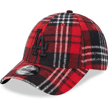 Gorra curva roja ajustable con logo negro 9FORTY Check de Los Angeles Dodgers MLB de New Era