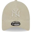 new-era-curved-brim-9forty-wide-cord-new-york-yankees-mlb-beige-adjustable-cap