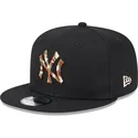 casquette-plate-noire-snapback-avec-logo-marron-9fifty-seasonal-infill-new-york-yankees-mlb-new-era