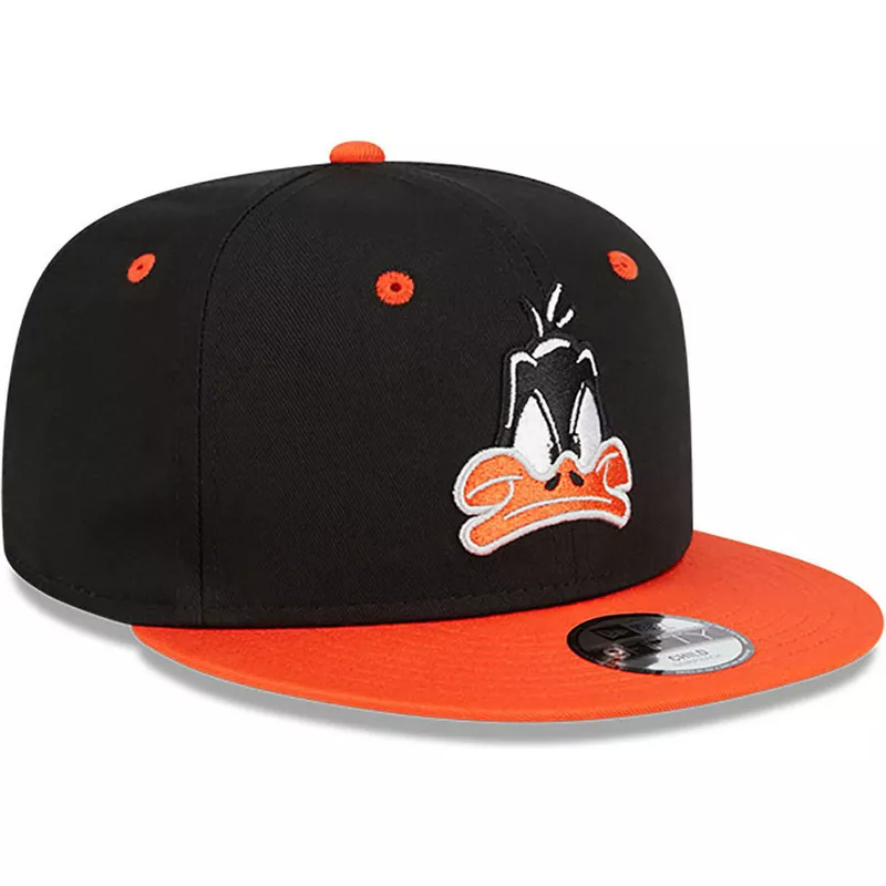 New Era Flat Brim Daffy Duck 9FIFTY Looney Tunes Black and Orange Snapback  Cap
