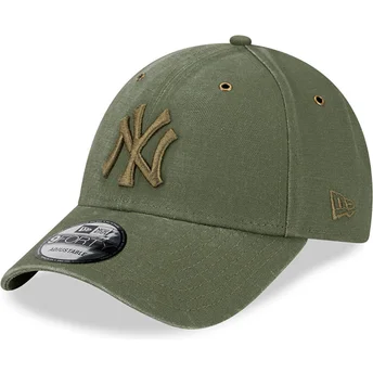 Gorra curva verde ajustable con logo verde 9FORTY Washed Canvas de New York Yankees MLB de New Era
