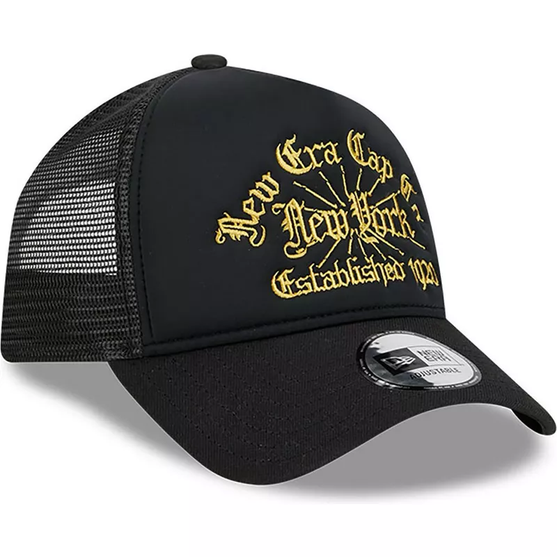 New Era A Frame Est 1920 Black Trucker Hat | Baseball Caps