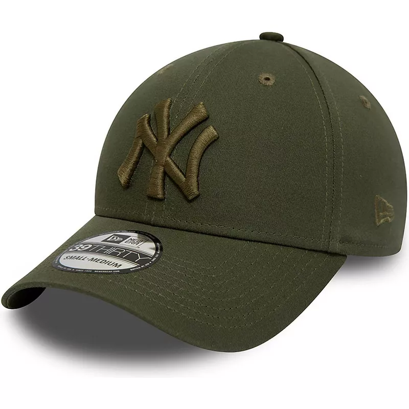 new-era-curved-brim-green-logo-39thirty-league-essential-new-york-yankees-mlb-green-fitted-cap