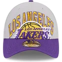 casquette-courbee-grise-et-violette-ajustable-9twenty-tip-off-2023-los-angeles-lakers-nba-new-era