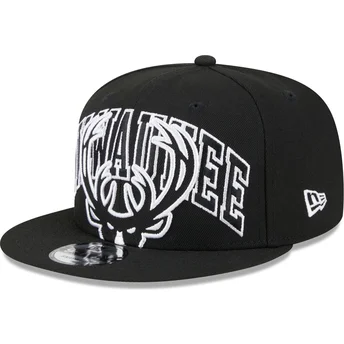 Casquette plate noire snapback 9FIFTY Tip Off 2023 Milwaukee Bucks NBA New Era