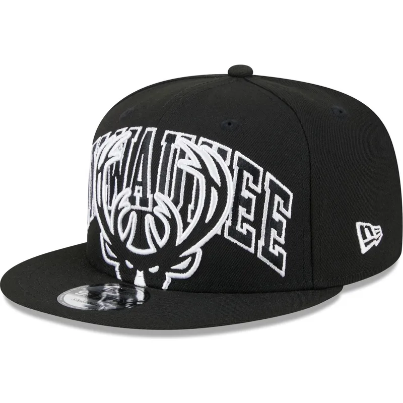 petten-plat-zwart-snapback-9fifty-tip-off-2023-van-milwaukee-bucks-nba-van-new-era