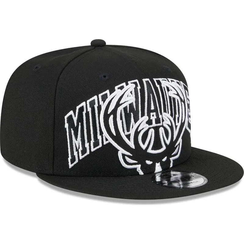 petten-plat-zwart-snapback-9fifty-tip-off-2023-van-milwaukee-bucks-nba-van-new-era