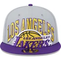 casquette-plate-grise-et-violette-snapback-9fifty-tip-off-2023-los-angeles-lakers-nba-new-era