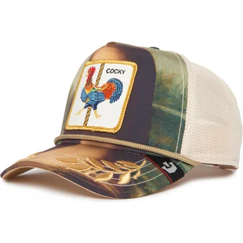 Casquette trucker multicolore coq Cocky Sicut Mentula Carousel The Farm Goorin Bros.