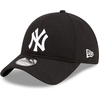 Cappellino curvo nero regolabile 9TWENTY Herringbone dei New York Yankees MLB di New Era
