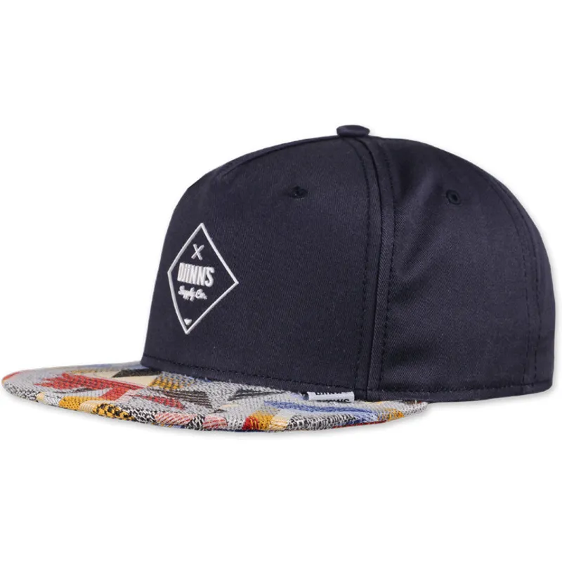 djinns-snapback-morkbla-platt-keps-rubber-aztek