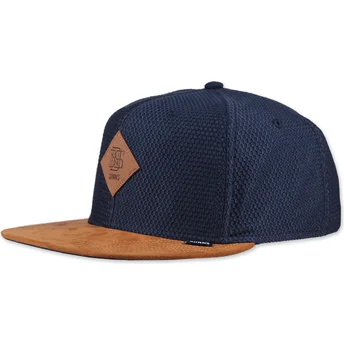 Casquette plate bleue marine et marron snapback Honey Knit Djinns
