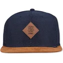 flad-kasket-marinebla-og-brun-snapback-honey-knit-fra-djinns