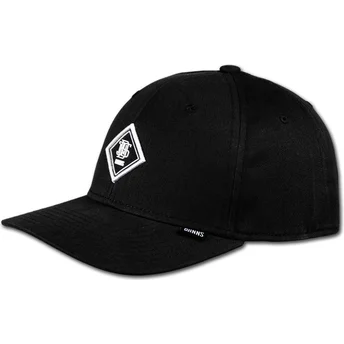 Petten gebogen zwart verstelbaar Brushed Twill TrueFit 2.0 van Djinns