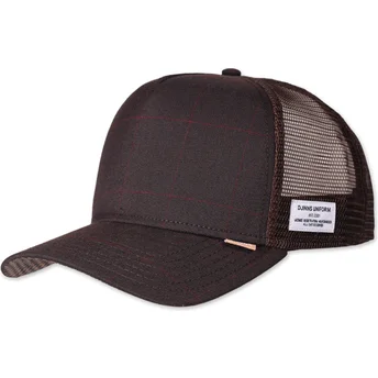 Petten gebogen bruin snapback HFT Glencheck van Djinns