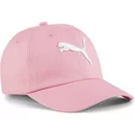 puma-curved-brim-youth-essentials-cat-logo-pink-adjustable-cap