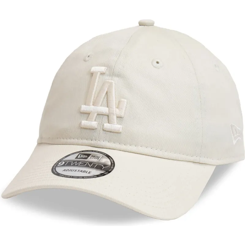 casquette-courbee-beige-ajustable-avec-logo-beige-9twenty-league-essential-los-angeles-dodgers-mlb-new-era