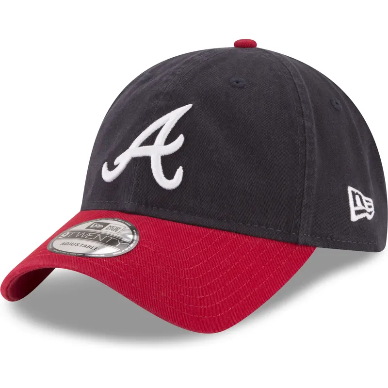 justerbar-marinebla-og-rod-buet-kasket-9twenty-core-classic-fra-atlanta-braves-mlb-fra-new-era