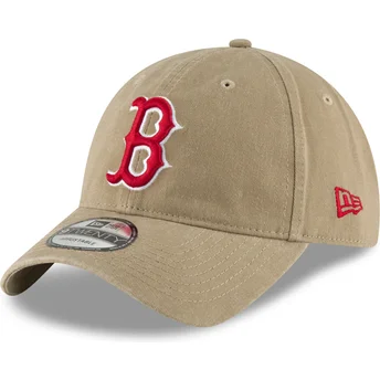 Casquette courbée marron claire ajustable avec logo rouge 9TWENTY Core Classic Boston Red Sox MLB New Era