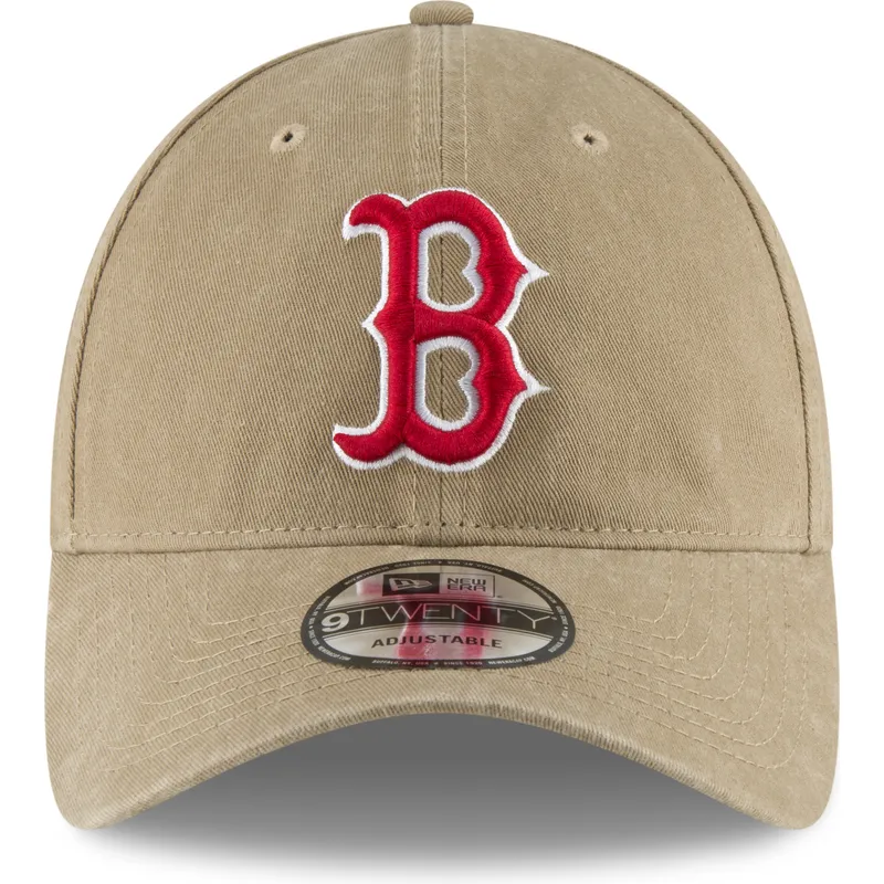 lysebrun-justerbar-buet-kasket-med-rodt-logo-9twenty-core-classic-fra-boston-red-sox-mlb-fra-new-era