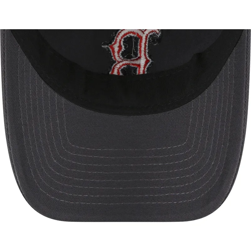 graue-verstellbare-curved-cap-mit-rotem-logo-9twenty-core-classic-der-boston-red-sox-mlb-von-new-era