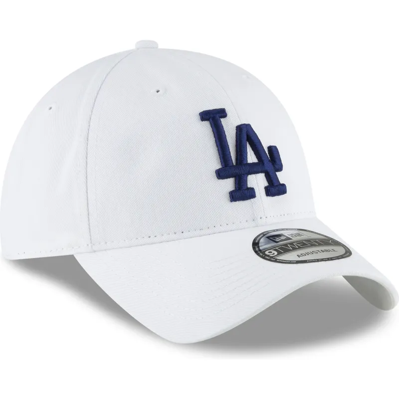 hvid-justerbar-kurvet-kasket-med-blat-logo-9twenty-core-classic-fra-los-angeles-dodgers-mlb-fra-new-era