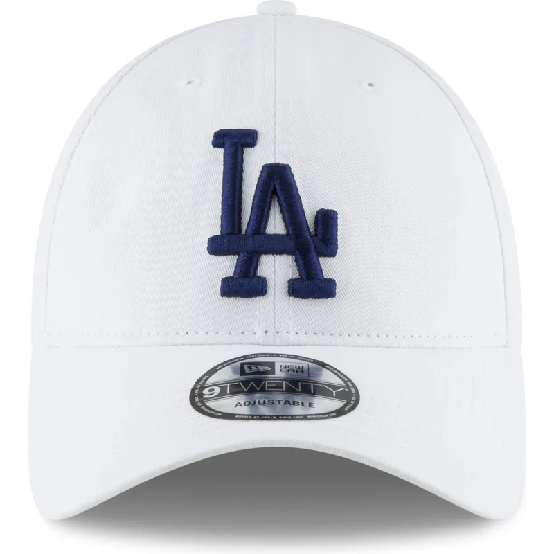 hvid-justerbar-kurvet-kasket-med-blat-logo-9twenty-core-classic-fra-los-angeles-dodgers-mlb-fra-new-era