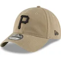 casquette-courbee-marron-claire-ajustable-avec-logo-noir-9twenty-core-classic-pittsburgh-pirates-mlb-new-era