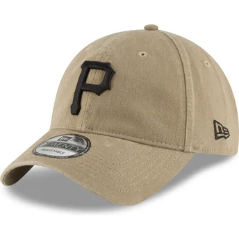 Petten gebogen bruin verstelbare band claro 9TWENTY Core Classic van Pittsburgh Pirates MLB van New Era