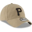 casquette-courbee-marron-claire-ajustable-avec-logo-noir-9twenty-core-classic-pittsburgh-pirates-mlb-new-era