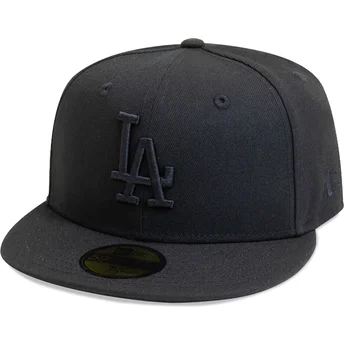 Cappello piatto nero regolabile con logo nero 59FIFTY League Essential dei Los Angeles Dodgers MLB di New Era