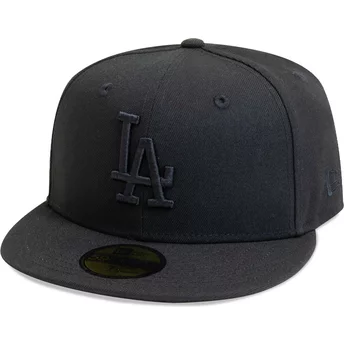 Gorra plana negra ajustada con logo negro 59FIFTY League Essential de Los Angeles Dodgers MLB de New Era