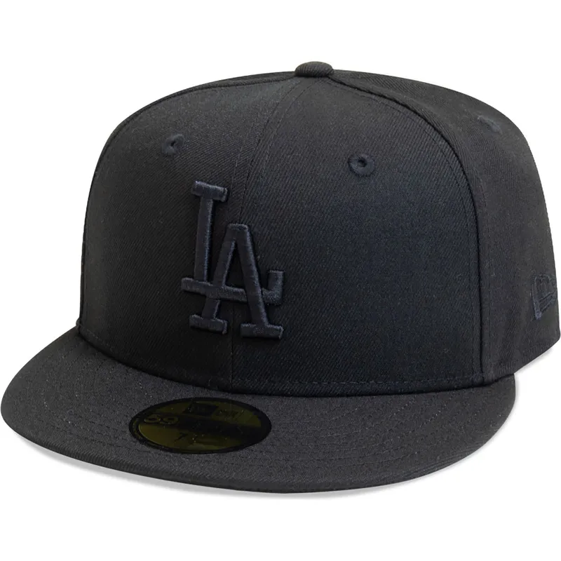sort-justerbar-flat-kasket-med-sort-logo-59fifty-league-essential-af-los-angeles-dodgers-mlb-fra-new-era