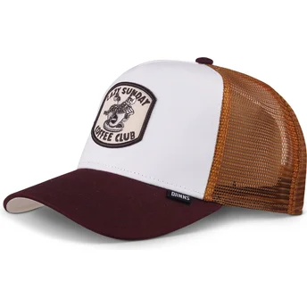 Gorra trucker hvid, brun og granat Coffee Club HFT fra Djinns