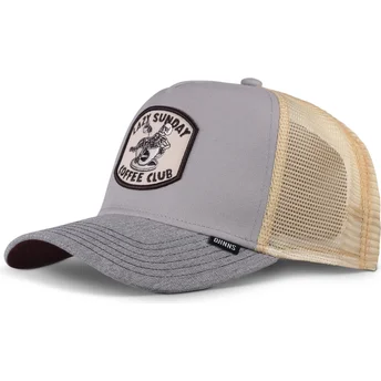 Trucker Cap Grau und Beige Coffee Club HFT von Djinns