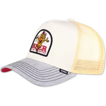 Weiße und graue Trucker-Kappe Food Beer Coffee HFT von Djinns