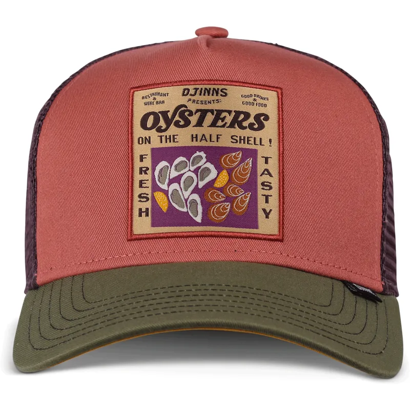 petten-gebogen-rood-snapback-food-oysters-hft-van-djinns