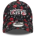 casquette-courbee-noire-et-rouge-ajustable-9forty-floral-all-over-print-manchester-united-football-club-premier-league-new-era