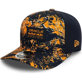 New Era Curved Brim 9FIFTY All Over Print Red Bull Racing Formula 1 Orange and Navy Blue Snapback Cap
