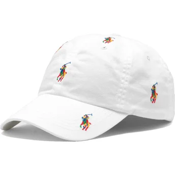 Casquette courbée blanche ajustable con logo multicolore Classic Sport Multi Polo Ralph Lauren