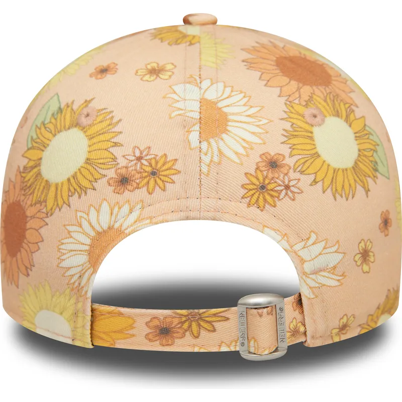 petten-gebogen-oranje-verstelbaar-9forty-floral-all-over-print-van-new-york-yankees-mlb-van-new-era
