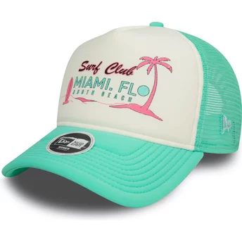 Gorra trucker blanca y verde para mujer A Frame Foam Front de Miami Surf Club Florida de New Era