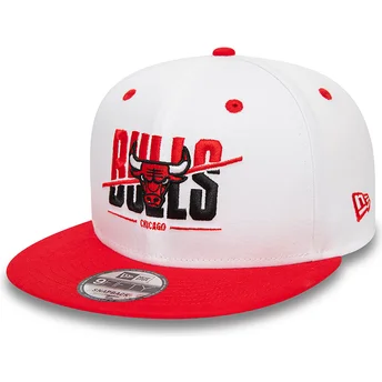 Casquette plate blanche et rouge snapback 9FIFTY White Crown Chicago Bulls NBA New Era