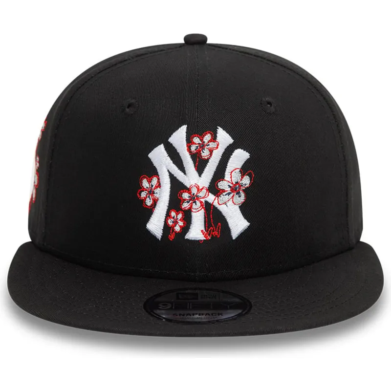 petten-plat-zwart-snapback-9fifty-flower-icon-van-new-york-yankees-mlb-van-new-era