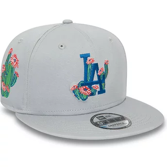 Gorra plana gris snapback 9FIFTY Flower Icon de Los Angeles Dodgers MLB de New Era