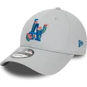 gra-justerbar-9forty-flower-icon-kasket-med-buet-skygge-fra-los-angeles-dodgers-mlb-fra-new-era