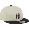 casquette-plate-beige-et-bleue-marine-ajustable-9fifty-retro-crown-denim-new-york-yankees-mlb-new-era